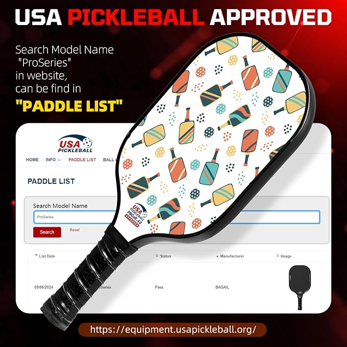 BAGAIL Pickleball Paddles, USAPA Approved Fiberglass Surface Pickleball Set, Lightweight Pickle Ball Rackets with 4 Balls, 1 Bag, Designed in California for Traction and Stability