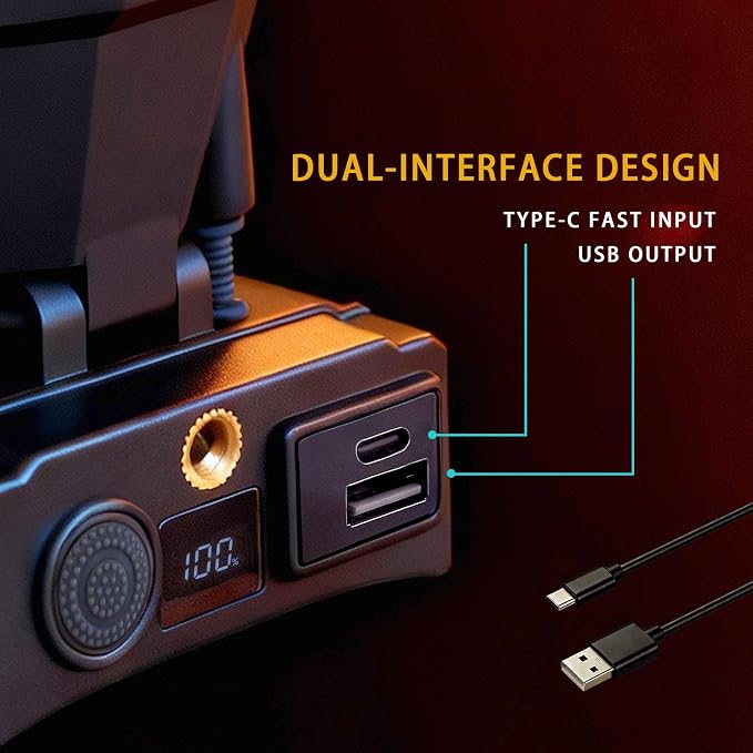 Ultra Bright LED Headlamp, 1000 Lumens Spotlight with Motion Sensor, Rechargeable with Power Display, 3 Modes, Long Distance Light, USB-C Charging