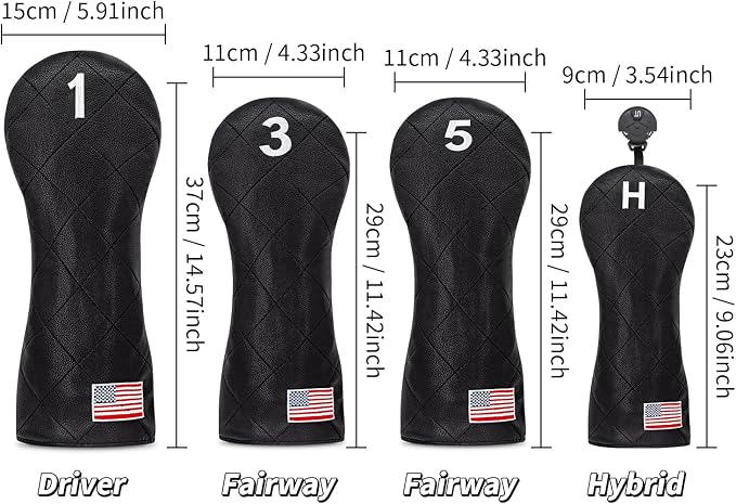 Golf Club Covers for Driver, Fairway, Hybrids - 3 Options - Golf Driver Headcover/Golf Fairway Wood Head Cover/Hybrid Headcover for Men/Women Golfer