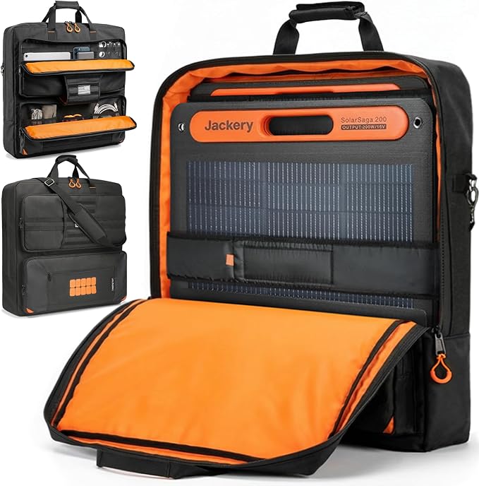 Solar Panel Carrying Case for Jackery SolarSaga 200W Bifacial – Storage Bag for 2 Panels, 4-in-1 Kit with Water-Resistant Cover, Precision Fit (25.2"x24"x4.5")