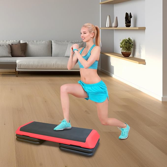 Aerobic Step Platform 30" × 14" Height Adjustable Workout Step for Fitness Strength Training with Risers Exercise Platform for Home Gym