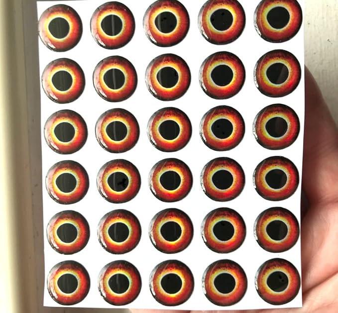 Brule 3-D Holographic Epoxy Fish Eyes (5mm-20mm) 60 Pack, Handpoured, Fishing Fly Tying Lures DIY Crafts