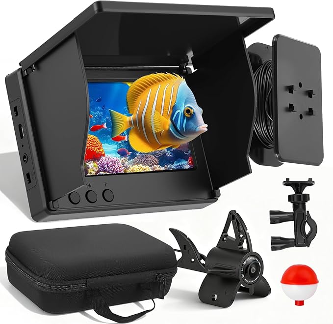 Underwater Fishing Camera with 4.3" IPS HD Screen, Underwater Viewer with 360° Rotating Lens, IR Night Vision, 5000mAh 10H Runtime, IP68 Waterproof Ice Fishing Camera for Lake Boat Kayak