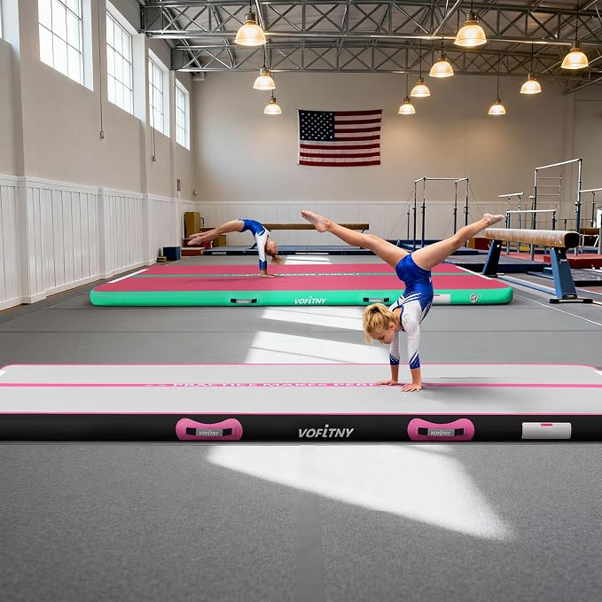 VOFiTNY All Purpose Gymnastics Mat 6.6/10/13/16/20 ft Sturdy Inflatable Tumble Track for Home/Gym