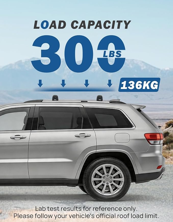 JOYTUTUS 300lbs Heavy Duty Lockable Aluminum Roof Rack Cross Bars Compatible with Jeep Grand Cherokee L 2021-2026 (3-Row) & Grand Cherokee WL 2022-2026 (2-Row)
