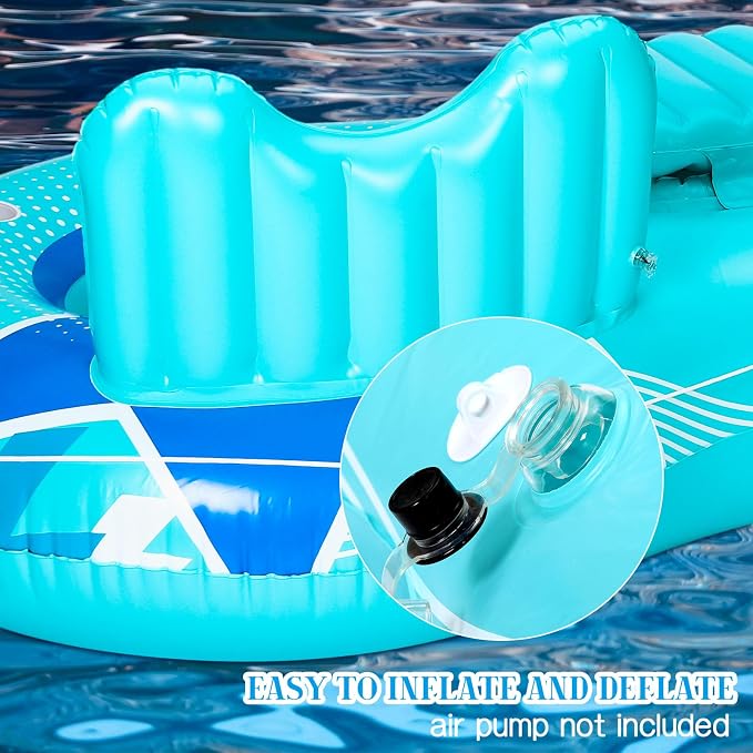 Pcs Inflatable River Tube Float, 2 Person Heavy Duty Pool Float with Built in Cooler, Ergonomic Backrest and Cup Holders for Adults, Lake Water Tubes for Floating Summer Relaxation