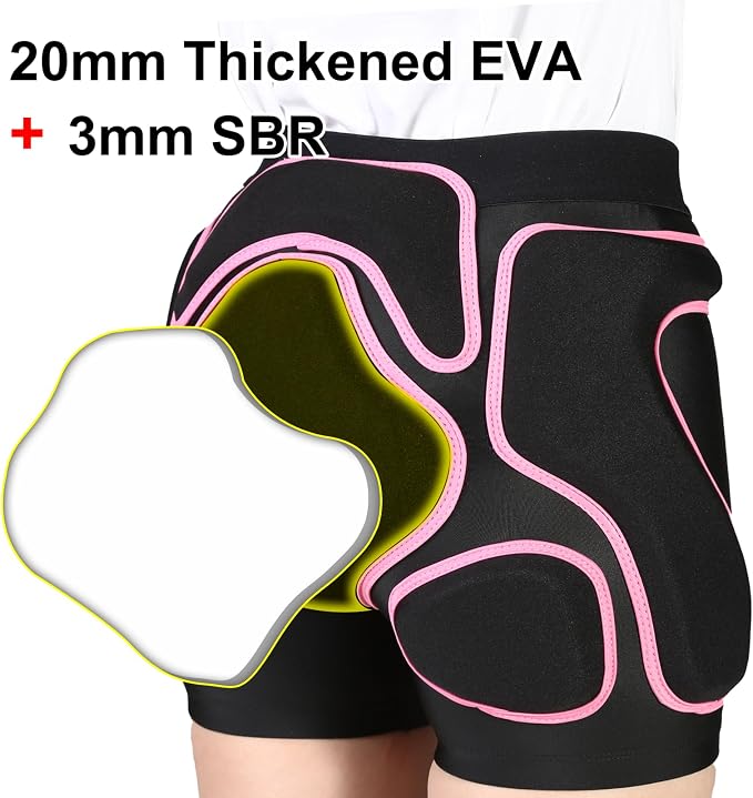 3D Protection Padded Shorts, Hip Butt Tailbone Crash Pad Pants, Impact Protective Gear for Figure Skating Snowboarding Ski Roller Skateboard