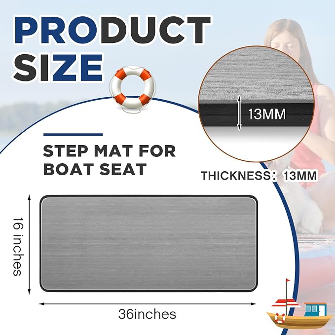 DaisyInner 36 x 16 Inch Helm Station Pad with Adhesive Backing Non Slip Boat Standing Mat 13mm Thick EVA Foam Boat Flooring Helm Pad for Rv Sea Deck Marine Summer Decking Console
