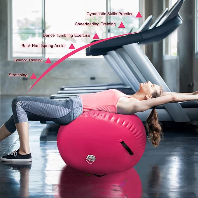 86 York Air Barrel Gymnastics Roller Inflatable Tumbling Mat, Back Handspring Training Air Mat Tumble Track Gymnastics Equipment For Home Use, Gym Training, Yoga Balance Exercise, Cheerleading with Electric Pump