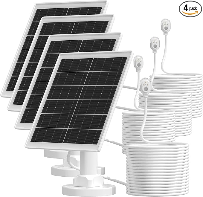 5W Solar Panel Charger Compatible with Arlo Pro 5S/Pro 4/Pro 3/Ultra/Ultra 2/Go 2 Camera, Solar Panels Charging with 13.1ft Waterproof Charging Cable,360° Adjustable Wall Mount, 4 Pack