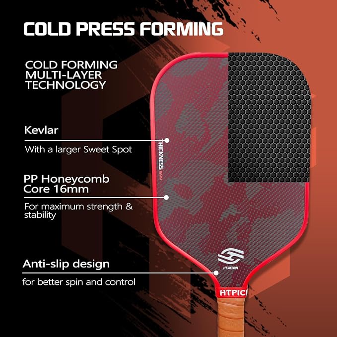 Pickleball Paddles, Professional Carbon Fiber Pickleball Paddle for High Spin & Powerful Shots with Honeycomb Core Pickleball Racket for Indoor Outdoor Play