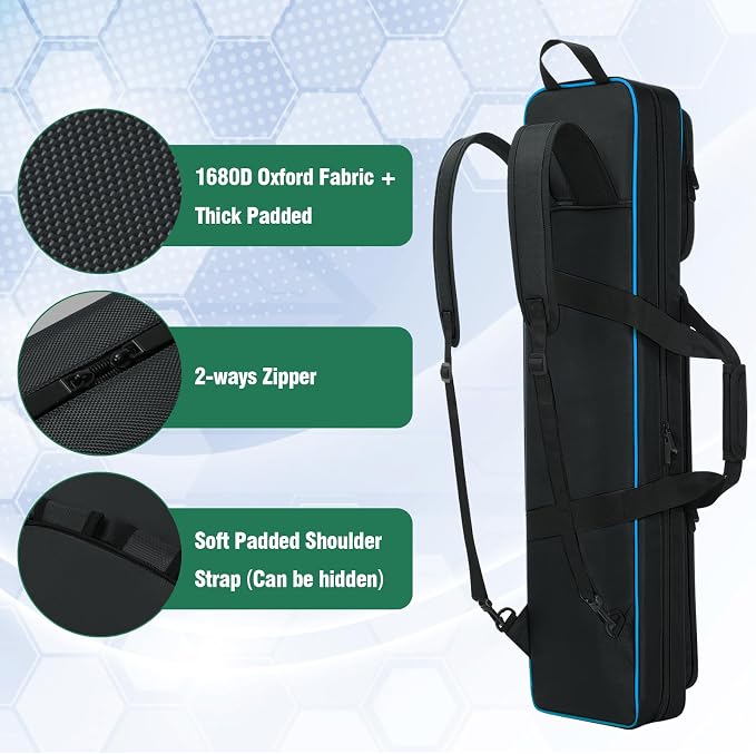 Pool Cue Case 4x5, Pool Cue Carrying Case Soft Padded Billiard Stick Bag with Multi-pocket for 4 Butts and 5 Shafts (1PCS Grey + 1PCS Blue)