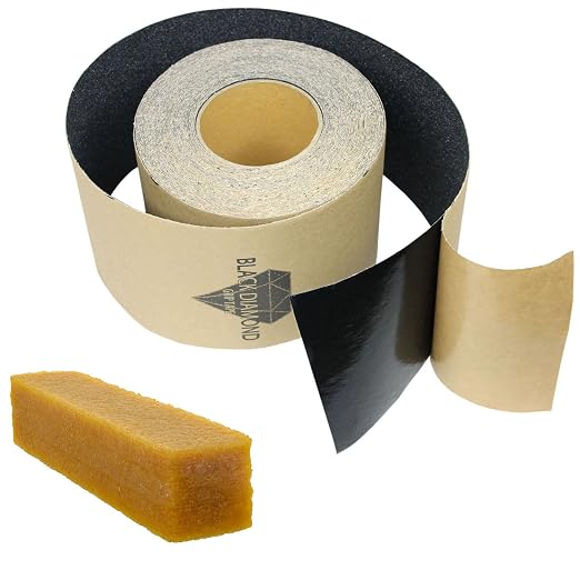 Black Diamond Self Adhesive Grip Tape - Anti Slip Traction Tape - Non Skid Tape - Anti Slip Tape Grippy Strips for Stairs, Ramps, Boat Grip 4" x 10' Black with Cleaning Stick