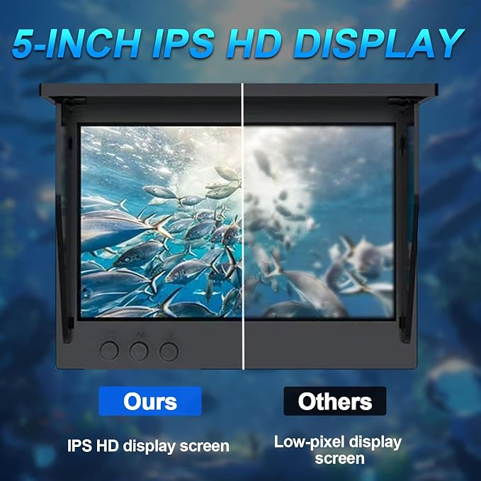 5 Inch Underwater Fishing Camera,1080P Underwater Fish Viewer with Night Vision,220° Wide Angle,8000mAh Battery,98ft Cable,Ice Fishing Camera for Lake Sea Boat Fishing