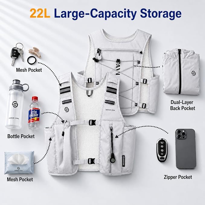 Cooling Vest for Men Women, Hydration Vest for Running Hiking | 2L Water Bladder，3 Cold Source