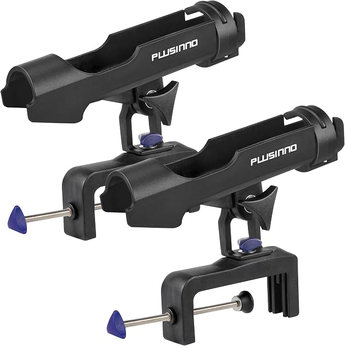 PLUSINNO Fishing Boat Rods Holder Large Clamp Opening 360 Degree Adjustable Fishing Rod Racks Folding Holder