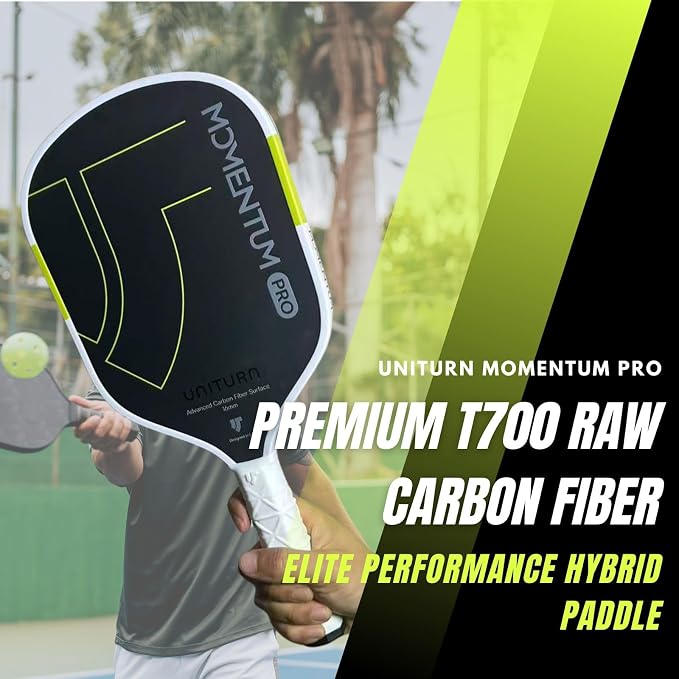 Pickleball Paddle – T700 Raw Carbon Fiber, Silicone Grip | Momentum PRO 16mm Control Core, Hyperfoam Edge