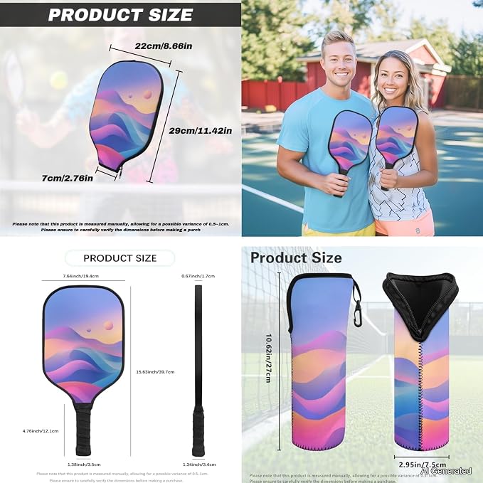 Pickleball Paddles Set 3PCS Pickleball Paddle Case Pickleball Racket Pickleball Bag Ideal for Beginners Gifts