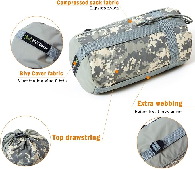 Akmax.cn Bivy Cover Sack for Military Army Modular Sleeping System, Waterproof Outer Shell for Sleeping Bag, Minimalist Stealth Shelter