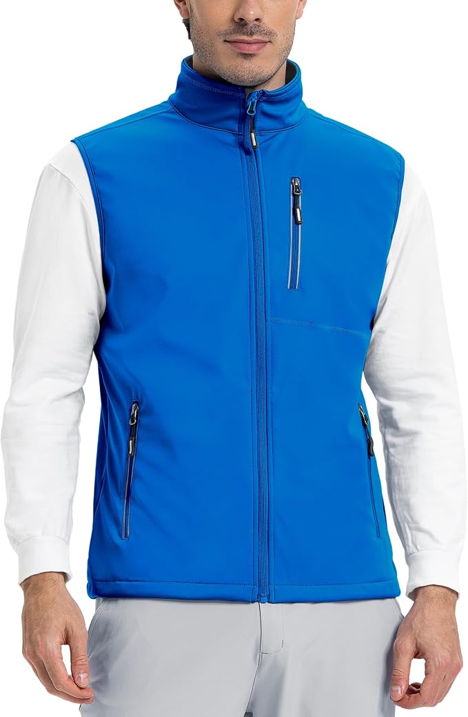 Outdoor Ventures Men's Windproof Softshell Vest Outerwear Lightweight Sleeveless Jacket for Running Golf Hiking Travel