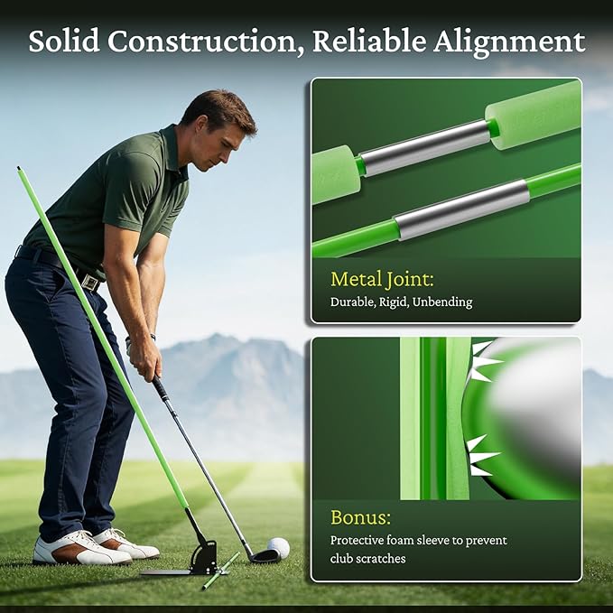 KELOB Golf Swing & Clean Bundle: Alignment Sticks Holder with Angle Adjustable Metal Base + Electric Rotating Brush with 2000mAh Battery & 100ml Water Tank – Practice Plane Trainer & Groove Cleaner fo