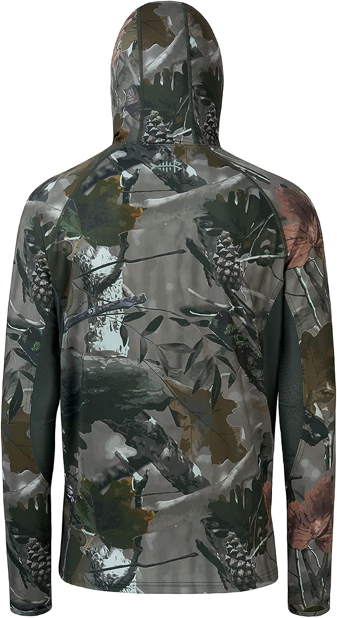 BASSDASH Men's UPF 50+ Camo Long Sleeve Hunting Fishing Hoodie Shirt