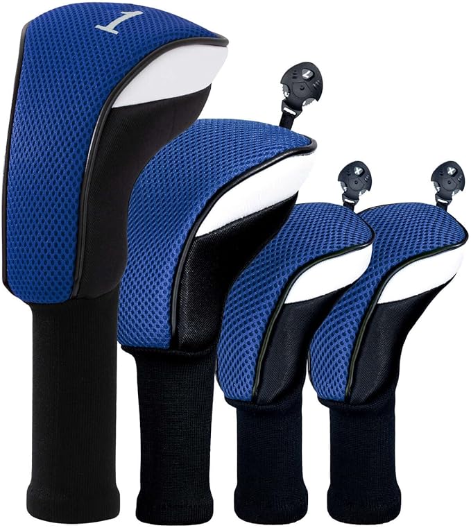 Golf Club Head Cover for Driver Fairway Hybrid 3 Pcs Woods Headcovers, Golf Accessories Head Covers Set with Interchangeable No. Tags 3 4 5 7 X Golf Accessories for Men Women