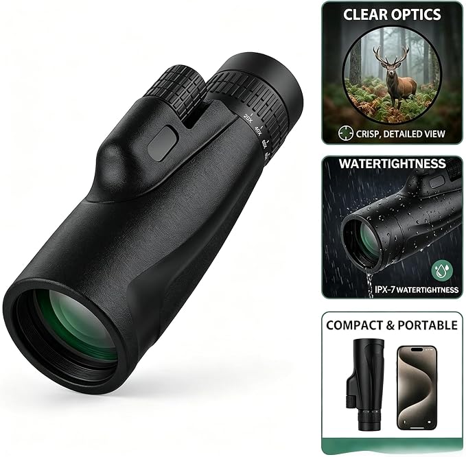 Monocular-Telescope 80x100 High Powered Monoculars High Definition for Adults High Powered with Smartphone Adapter Telescope Bird Watching Travel Camping Hiking