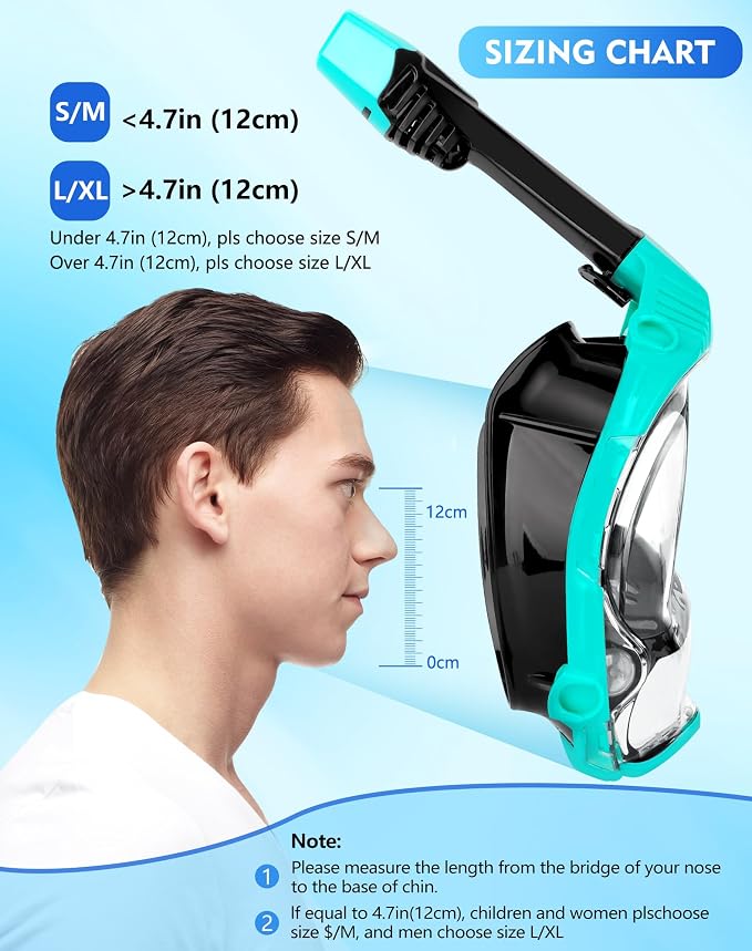 VGKE Full Face Snorkel Mask for Adults, Snorkeling Gear with Waterproof Phone Pouch, Unisex for Men and Women, 180-degree HD Panoramic View, Anti-Leak & Anti-Fog, Breathe Freely