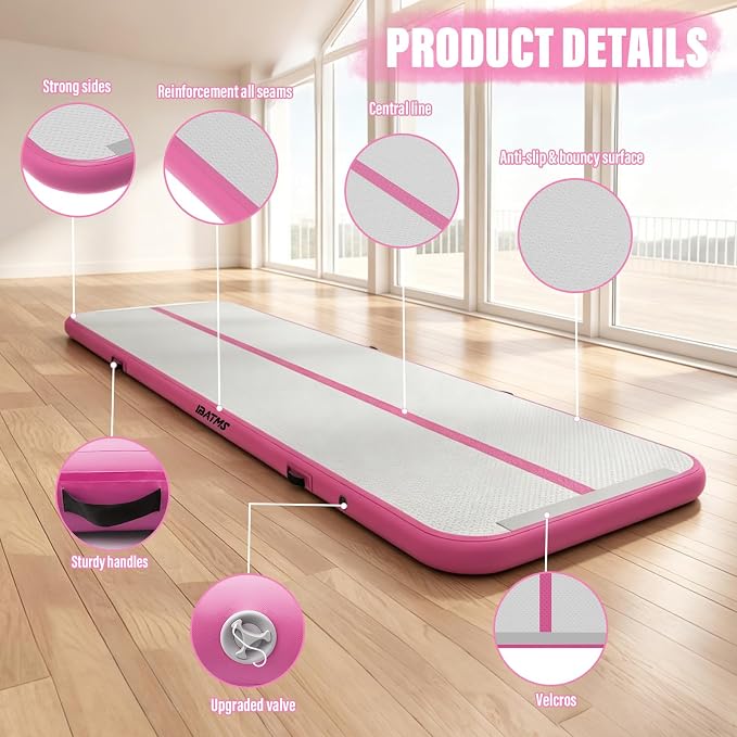 IBATMS Air Tumbling Mat Track 10/13/16/20ft, Inflatable Gymnastics Mat