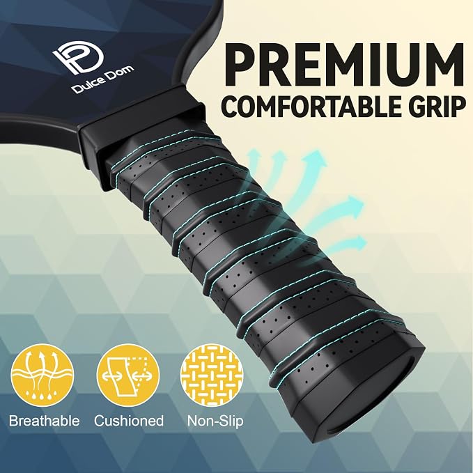 Dulce DOM Pickleball Paddles Set of 2/4 - USAPA Approved, 4 Indoor Outdoor Pickleball Balls, Fiberglass Surface Paddle Racket with Cover Bag, Ideal Training Equipment Gift for Men & Women