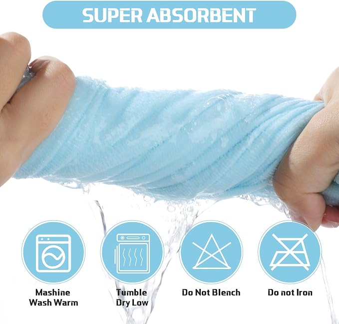 Mixweer 2 Pcs Oversized Bath Towels, 40 x 80 Inch Giant Microfiber Jumbo Bath Sheets Ultra Soft Bathroom Microfiber Quick Dry Absorbent Shower Towels for Spa Camping Beach (Light Blue)
