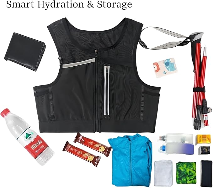 Hydration Running Vest Water Bottle Carrier, Outdoor Sports Trail Backpack for Youth, Teens and Adult