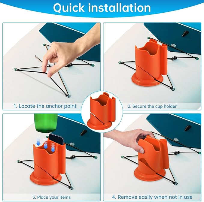 Paddle Board Cup Holder, Kayak Cup Holder 2-in-1 Drink & Phone Holder, Paddleboard and Kayak Accessories for SUP, Kayaking, Fishing, Yoga, or Surfing Adventures(Orange)