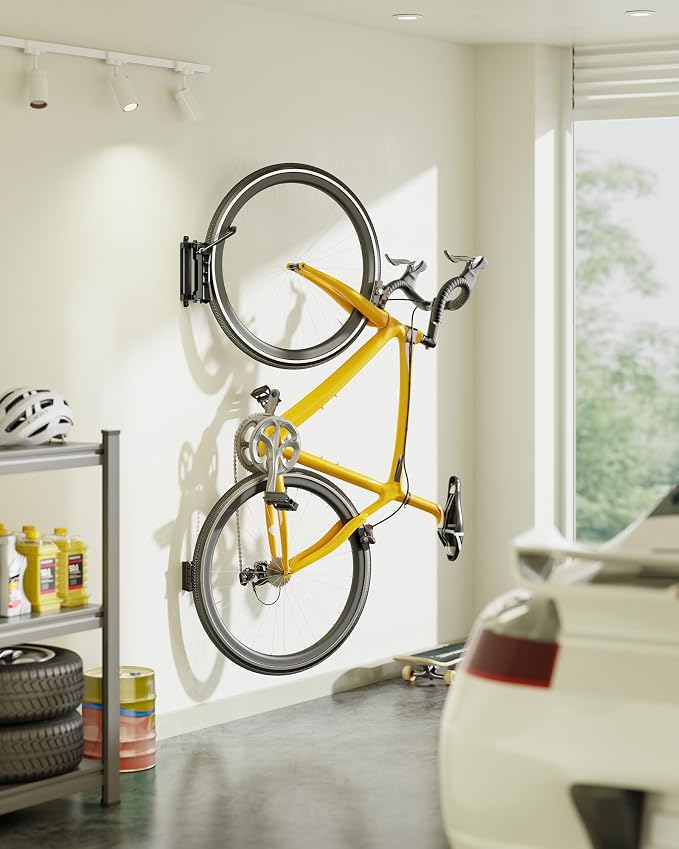 monTEK Heavy Duty Bike Wall Mount, Swivel Bike Wall Hanger Holds Up to 77lbs, Space-Saving Bike Rack Garage, Bike Storage for Bedroom Home Office, 2 Pack