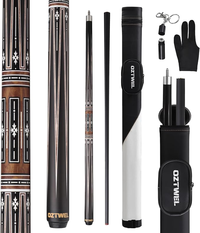 Pool Cue Stick with Case, 12.8mm Glass Fiber Pool Cue Stick, Pool Cue Kit, 58" Professional Pool Cue Set with Gloves, Aerator, 19 Oz