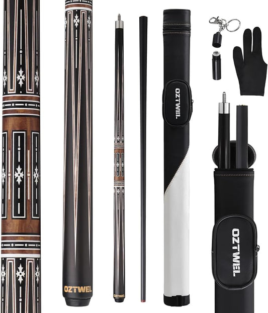Pool Cue Stick with Case, 12.8mm Glass Fiber Pool Cue Stick, Pool Cue Kit, 58" Professional Pool Cue Set with Gloves, Aerator, 19 Oz