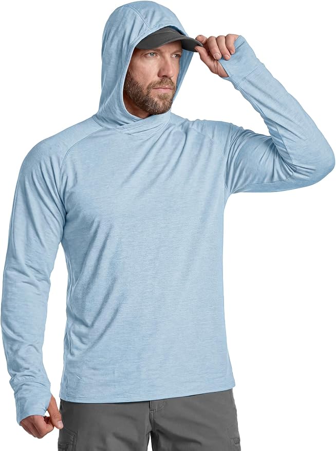 CQR Men's UPF 50+ Sun Protection Long Sleeve Quick Dry Athletic Shirts, Stretch Running Workout Hiking T-Shirts