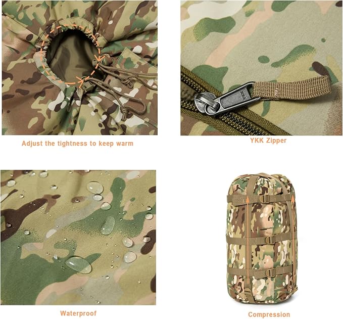MT Military Army Force Defence 4 & Tropen Patrol Mummy Sleeping Bags with Bivy Cover Compression Sack, Modular Sleeping System 2.0 for Cold Weather,