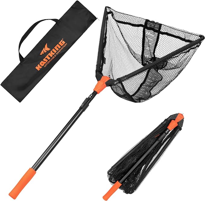 KastKing Pontus Fishing Net, Foldable & Lightweight Landing Net with Built in Length Scale, Strength Aluminum Handle, Fishing Gear and Gift for Men