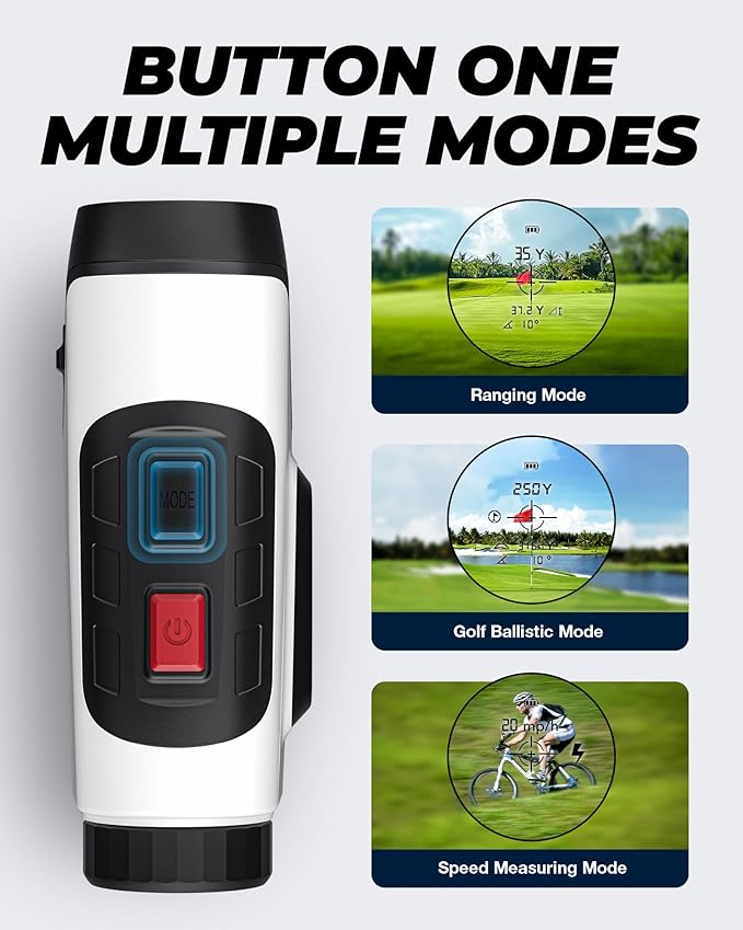 Golf Rangefinder with Slope, 7X Magnification Golf Range Finder, 1200 Yards Range Finder Golf, Magnetic Laser Rangefinder with IP54 Waterproof, Rechargeable and Flag Pole Locking Vibration