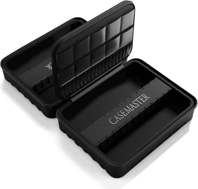 Casemaster Maxx 8 Dart Case, Holds 24 Steel Tip or Soft Tip Darts Fully Assembled, Hard Shell EVA Darts Case, 20 Accessory Pockets, Black