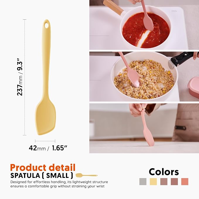 Platinum Silicone Spatula – BPA Free Silicone Spatula for Cooking – Heat Resistant Cooking Utensils for Non Stick Pans – One-Piece Spoonula for Baking, Mixing & More – Kitchen Scraper 9.3” Yellow
