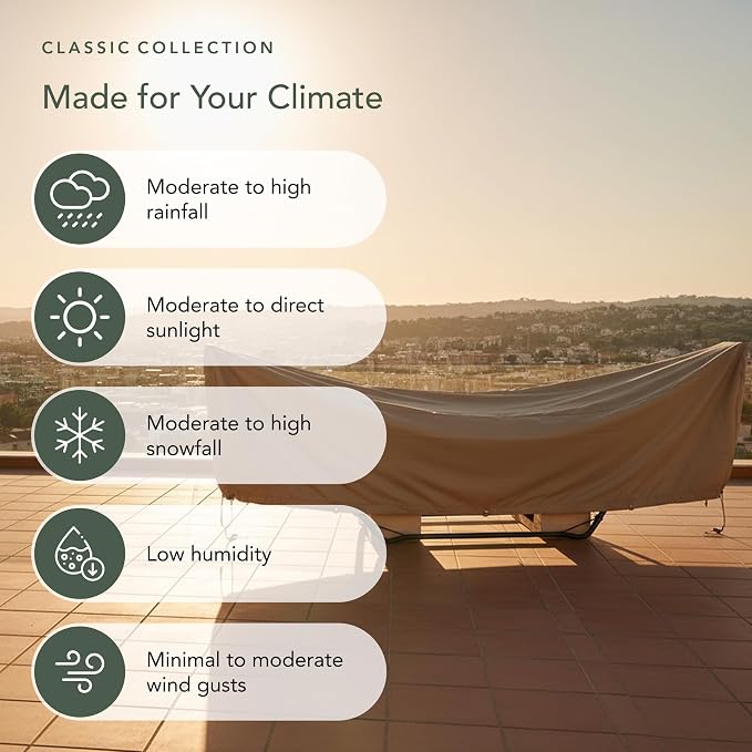 Covermates Hammock Cover – Classic 12-Gauge Vinyl, Weather-Resistant, Polyester Lining, Adjustable Buckle Straps & Lightweight Protection, 188W x 58D x 20H, Classic Tan