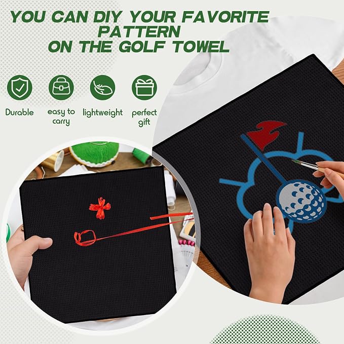 Batiyeer Golf Towels Bulk for Bags, 16"x16" Microfiber Waffle Pattern Golf Towel with Clip for Tournament, Club, Fitness