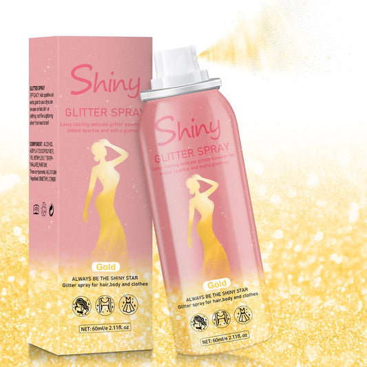Hair and Body Glitter Spray, Holographic Glitter Highlighter Powder, Hairspray for Clothes, Face Body Shiny Glitter, Loose Shimmer Hairspray Festival Rave Prom Accessories, 2.11 Fl Oz(Gold)