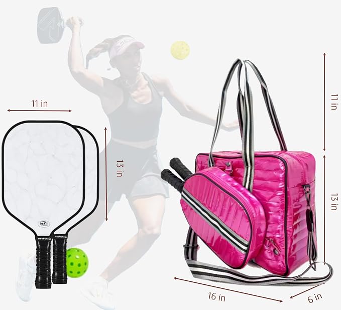 Pickleball Bag Set with Racket Compartment, Quilted Tote and Sling Bag