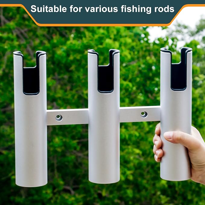 Aluminum Fishing Boat Rod Holder, 3/4 Link Tube Rod Rack, Marine Grade Aluminum Rod Mount for Boats & Yachts, Silver