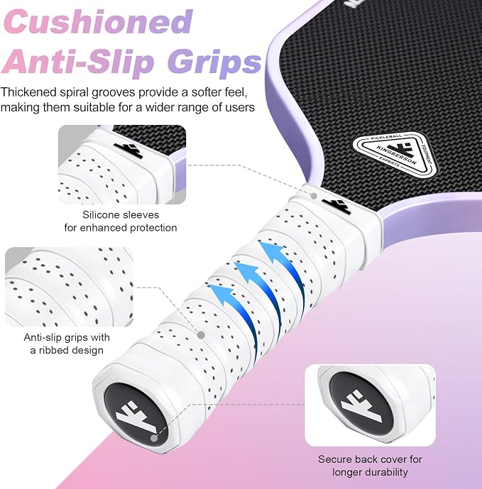 Carbon Fiber Pickleball Paddles Set of 2, with Balls, Bag & Grip Tape | Carbon Fiber Paddles with Honeycomb Core Deliver Spin, Control and Comfort for All Skill Levels