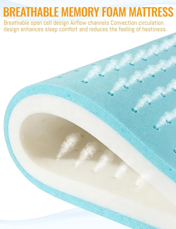 Memory Foam Camping Mattress Pad, Ventilated Breathable Design CertiPUR-US & Oeko-TEX Certified Sleeping Pad Waterproof 3inch Non-Slip Portable Sleeping Camping Mat with Storage Bag for Car Travel